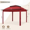 thumbnail image 2 of COOS BAY 11x11 Replacement Gazebo Top with Air Vent Sunshade Polyester Top Cover Only, Red, 2 of 6