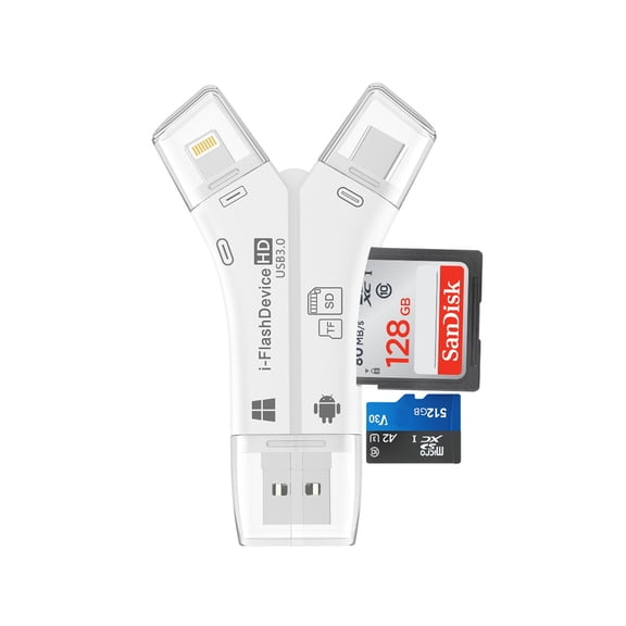 SD Card Reader for iPhone/ipad/Android/Mac/Computer/Camera,4 in1 Micro SD Card Reader Trail Camera Viewer,Portable Memory Card Reader SD Card Adapter for SD and TF Cards