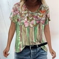thumbnail image 2 of PENGXIANG Femmes Imprimé d'Été Manches Courtes O Tee Shirt Tops, 2 of 4