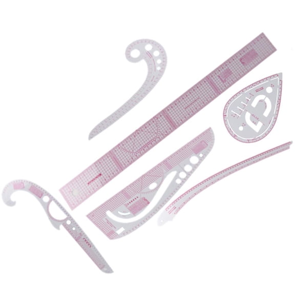 6-Piece Fashion Design Ruler Set for Pattern Making, Clear Plastic French Curve Ruler Kit for Tailoring & Sewing, Multi-functional Grading Rulers for Garment Drafting, Metric