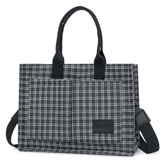 Women's canvas tote bag, women's crossbody bag, large canvas handbag, canvas tote bag with pockets and compartments.(Black)
