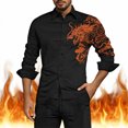 thumbnail image 2 of FINALGANG Mens Long Sleeve Dress Shirt With Dragon Print Traditional Style Turn Down Collar Button Down Shirt For Party Business Daily Wear Orange XXL, 2 of 4