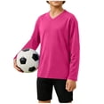 thumbnail image 6 of MGDXOX Kids Long Sleeve V Neck Athletic Shirt Breathable Quick Dry Fabric Spring Summer Sports Training Team Uniform Casual Wear Hot Pink 6-7Years, 6 of 8
