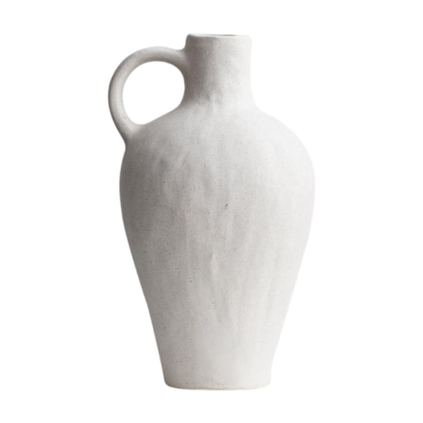 Jarrón de cerámica decorativo con asa, adorno de escritorio, arreglo floral para cocina, oficina, etc.