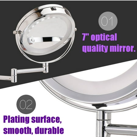 Wall Mounted Mirror Led Light Dual Sides Magnifying For Makeup Wall Mounted Mirror Led Light Dual