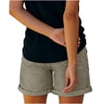 thumbnail image 4 of FYEGRE Short en Denim Usé pour Femme, Taille Élastique à Cordon, Short en Denim Usé Taille Haute Extensible Confortable Décontracté Été Mode Bas pour Femme Vert Armée P, 4 of 7