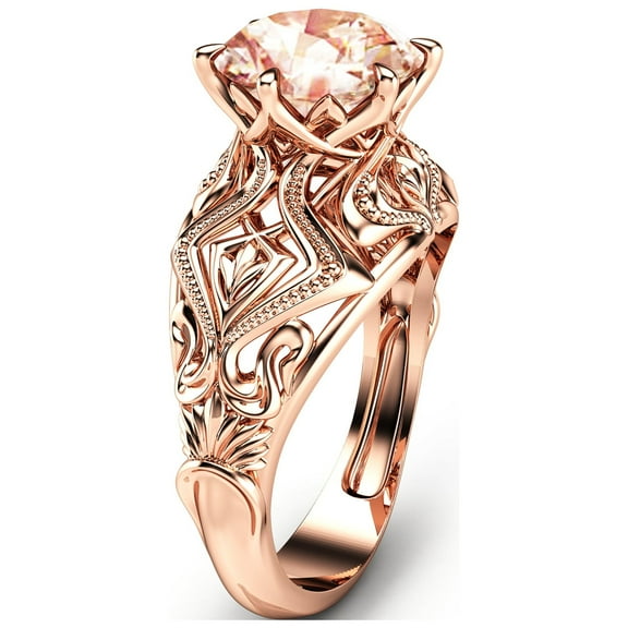 Vintage Victorian Morganite Rose Gold Engagement Ring