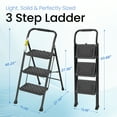 thumbnail image 2 of Jocauto 3 Step Ladder, Folding Step Stool for Adults with Anti-Slip Pedals & Cushioned Handle, Non-Slip Feet, Sturdy Steel Frame for Kitchen, Household Use, Black, 2 of 8