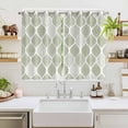 thumbnail image 2 of Sage Green Geometric Kitchen Curtains Window Panels, Moroccan Chic Abstract Plaid Art Insulated Window Treatment Curtain, Grommet Curtains for Bedroom/Living Room/Bathroom, 2 Piece 52"Wx63"L, 2 of 8