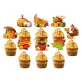 thumbnail image 7 of Thanksgiving Cake Inserts, Turkey Pumpkin Cupcake Flags, 12Pcs Paper Sticks with Adhesive Dots, Unique Festive Design, Easy to Install, Party Decoration Supplies, Eye-Catching Cake Ornament, 7 of 7