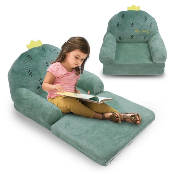 Plush Foldable Kids Sofa, Backrest Armchair 2 In 1 Foldable Children Sofa Cute Cartoon Lazy Sofa Children Flip Open Sofa Bed For Living Room Bedroom Without Liner Filler