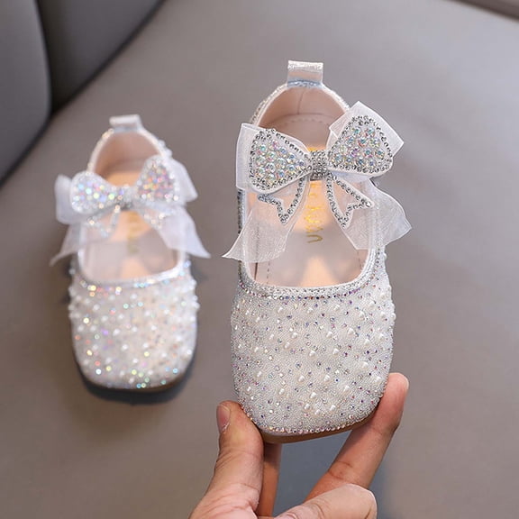 Girls Glitter Mary Jane Princess Shoes Flat Sandal Sequin Party Wedding Shoes Toddlers Kids Ballet Dress Shoes Birthday Prom Cosplay Dance Shoes Silver 1 Big Kids