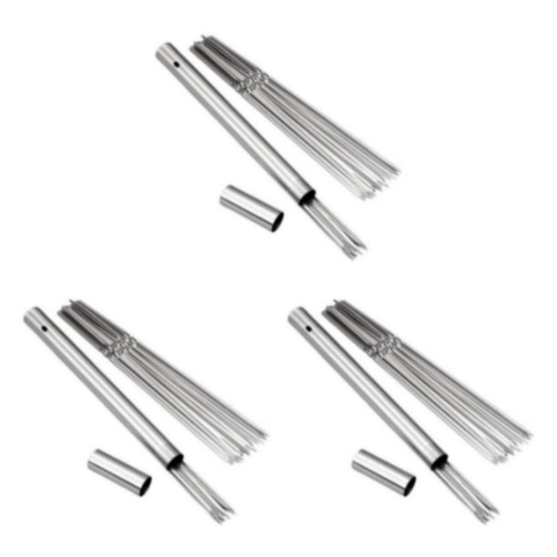 Scienceny Brochetas de acero inoxidable fáciles de asar a la parrilla plateadas para kebabs cocidos, juego de parrilla para Kebab, palo + 10 Type1 NO1