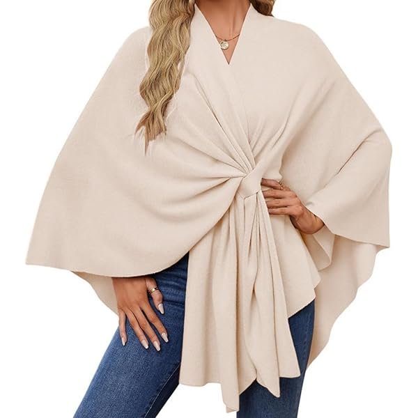 wonima44 Instantaneou Shawl, Soft Open Front Poncho Cape,Cross Front Knit Poncho Sweater, for Spring Fall Winter