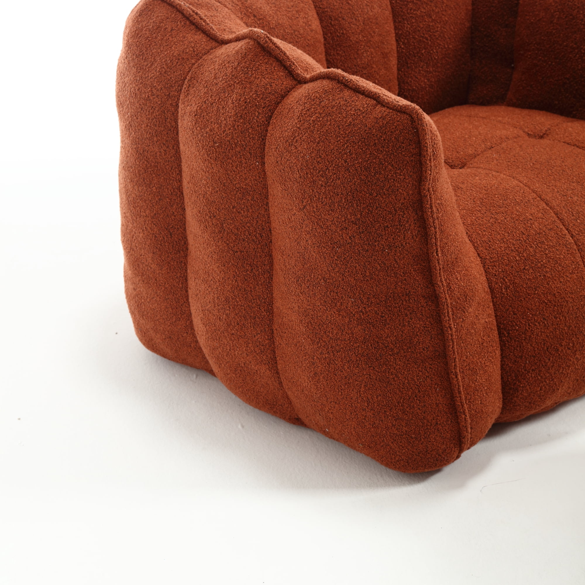 Bean Bag Chair with Footstool, Soft Lightweight Filled Bean Bag Sofa Chair with High Resilient Foam, Chenille Adult Bean Bag Chair with Armrests for Adults to Game, Read, Watch TV, Red Brown