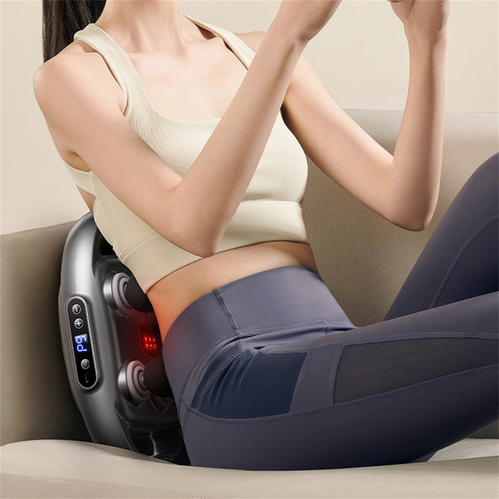 Dual Handle Massage Gun with Heat, 9 Speed Levels, 12 Replacement Massage Heads, Cordless Rechargeable Deep Tissue Percussion Massager for Full Body Muscle Pain Relief