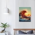 thumbnail image 3 of JRXY Sunrise Ocean Waves Canvas Wall Art For Living Room Bedroom Wall Decor Office Wall Pictures Blue Sea View Wall Paintings Beach Canvas Prints Artwork Modern Bathroom Home Decor 12x16 in, 3 of 4