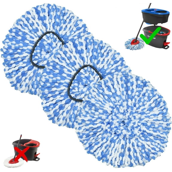 MSOEIA Mop Heads Replacements for Oceda Mop Replace Head RinseClean 2-Tank System, 3 Pack Spin Mop Replacement Head, Microfiber Mop Refills, Machine Washable and Deep Cleaning (NOT for 1-Tank System)