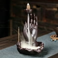 thumbnail image 2 of 1pc Ceramic Buddha Hand Backflow Incense Burner, Lotus Fish Home Decor (Without Incense), 2 of 6