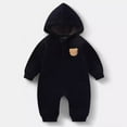 thumbnail image 2 of Baby Boys Girls Bodysuits Long Sleeve Solid Color Bear Graphic Hooded Jumpsuit Snowsuit Baby Boys Girls Warm Stylish And Comfortable Bodysuits，0 -3 Months, 2 of 3