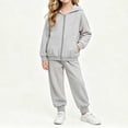 thumbnail image 2 of Girls Sweatsuit Full Zip Hoodie Sets 2 Piece Sweatshirt and Joggers Set, Long Sleeve Fall Outfit Soft Winter Comfy Clothes for 3-13Y(Gray, 7-8Years), 2 of 10