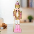 thumbnail image 6 of Wooden Nutcracker Christmas Nutcracker Figurines Handpainted 30cm Tall Nutcracker Soldier Figures for Christmas Collectibles Pink, 6 of 8