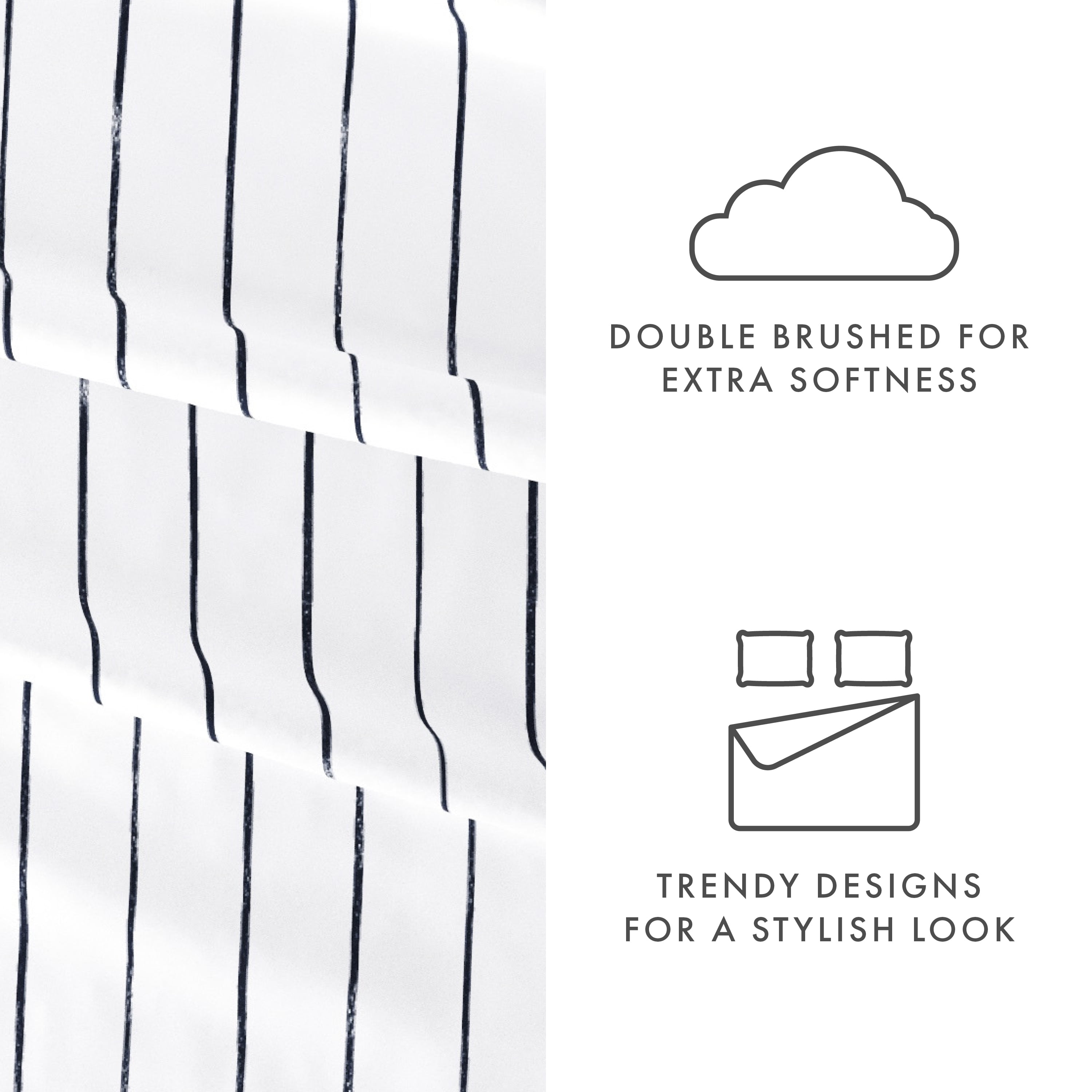 Noble Linens 4 Piece Pattern Microfiber Bed Sheets Set, Navy Distressed Field Stripe, CalKing