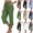 Beige, variant on Cotton Linen Pants for Women Fashion Casual Solid Color Loose Drawstring Capris Pants with Pockets