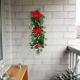thumbnail image 5 of 20 Inch Artificial Christmas Teardrop Door Swag, Decorated With Holly Leaves, Red Flowers, Yellow Berries And Red Berries，Winter Wall Ornament For Front Door Porch Entryway, 5 of 6