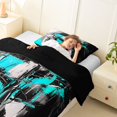 thumbnail image 3 of Homewish Blue Abstract Twin Comforter Sets,Contemporary Art Bedding Set,Black Reversible,2-Piece,1 Comforter and 1 Pillowcase, 3 of 7