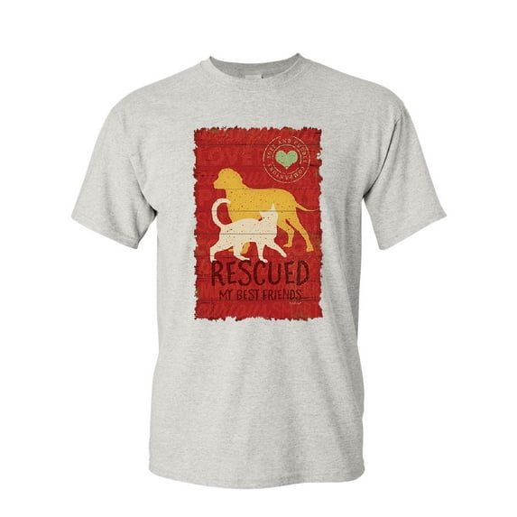 Tee Hunt Rescued My Best Friends T-Shirt Animal Shelter Dog Cat Lovers Mens Shirt, Ash Gray, 3X-Large