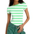 thumbnail image 1 of Xuyuer Print Fitted Pencil Top - Women's Casual Unstructured Round Neck Short Sleeve Shirt Matching Set for Office Chic Ensembles, Dinner Date Nights & Modern Separates Wardrobe Styling, 1 of 5