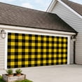 thumbnail image 4 of Black Yellow Plaid Garage Door Cover Banner 7 x 16 FT, Retro Country Buffalo Check Gingham Garage Door Curtains Backdrop with Grommets for Indoor Outdoor Wall Party Porch Yard Decorations Background, 4 of 9
