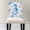 thumbnail image 3 of Ocean Seahorse Chair Covers Set of 6 Starfish Shell Seaweed Watercolor Chair Back Covers Stretch Removable Washable Slipcovers Protector for Dining Room Kitchen Party Decor, 3 of 5