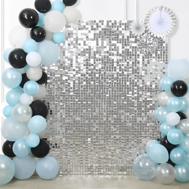 Paneles de telón de fondo LuoHouse Silver Shimmer de 12 x 12 pulgadas (24 paquetes)