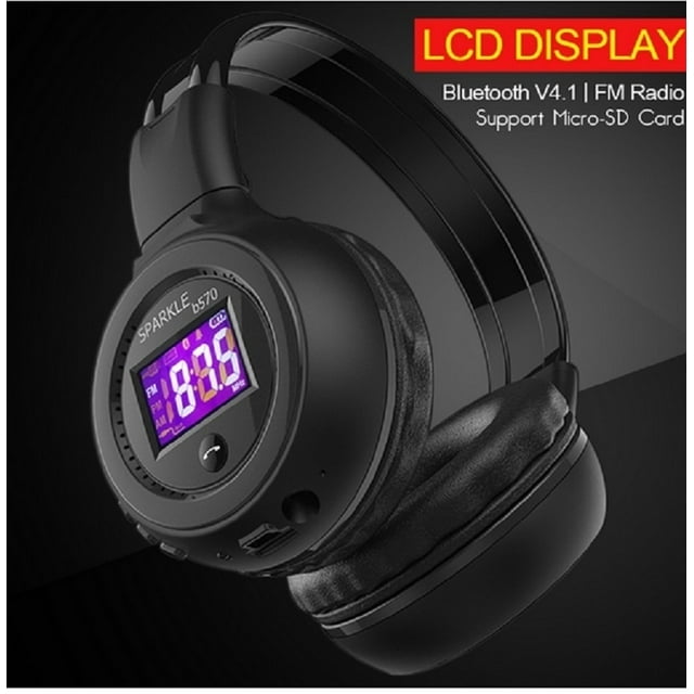 B570 Bluetooth Wireless Headphone with LCD Screen Heavy Bass Headset Supports TF CARD Mp3 Mode FM Radio MIC