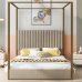 thumbnail image 3 of Full Size Canopy Bed with Velvet Upholstered Headboard, Solid Pine Wood & MDF Frame, Easy Assembly, 3 of 14