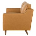 thumbnail image 6 of Loveseat Sofa, Tan, Leather, Modern Contemporary, Mid Century Living Hotel Lounge Cafe Lobby, 6 of 8