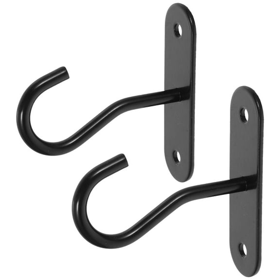 GOOHOCHY 2 Sets Metal Hook Hanging Brackets for Plants Outdoor Black
