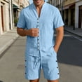 thumbnail image 3 of Letdown Men's Lightweight 2 Piece Summer Outfits Solid Clolr Short Sleeve Casual Beach Button Down Shirts and Shorts Vacation Linen Sets Breathable, 3 of 6