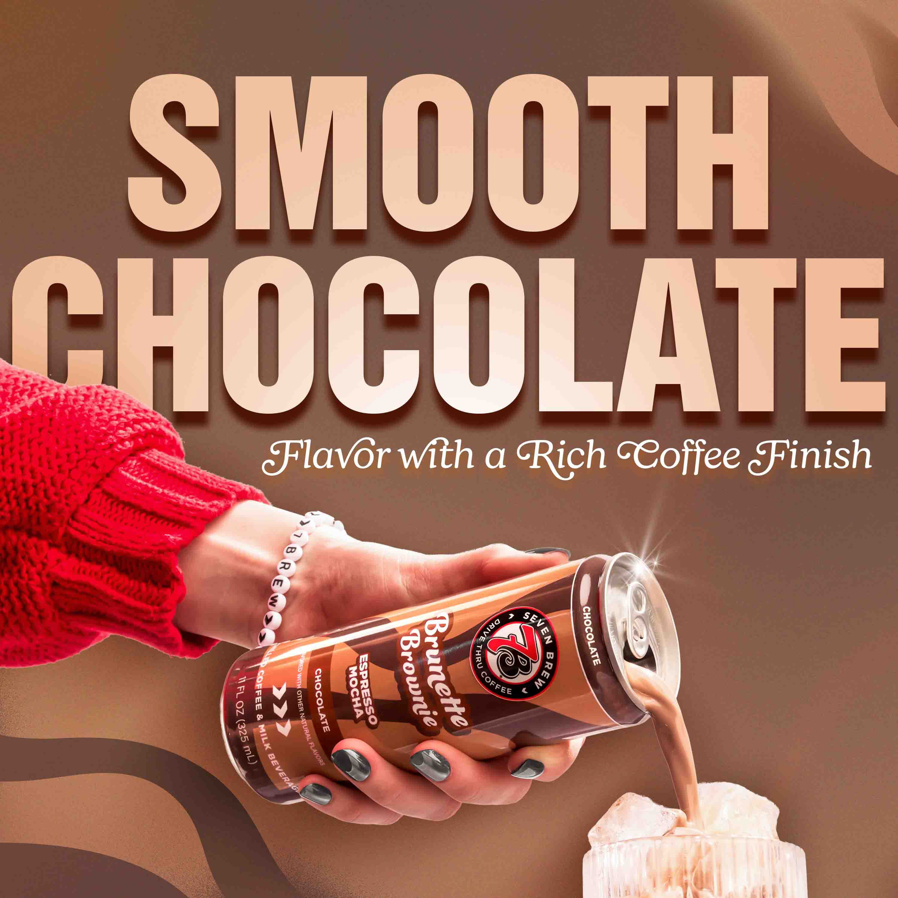 (4 pack) 7 Brew Brunette Brownie Chilled Espresso Mocha Ready to Drink Coffee, 11 fl oz Can