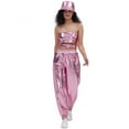thumbnail image 4 of WILLBEST Pantalones Casuales para Mujer, Color Liso, Talla Grande, Tendencia Urbana, Estampado Dorado, Estilo Deportivo, Leggings Holgados de Cuero Brillante para Rendimiento Chica, 4 of 5
