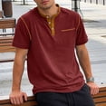 thumbnail image 6 of CBASIHI Henley Shirts for Men with Pocket- Classic Summer Short Sleeve Fashion Casual Mens Lightweight T-Shirt Wine Size S, 6 of 9