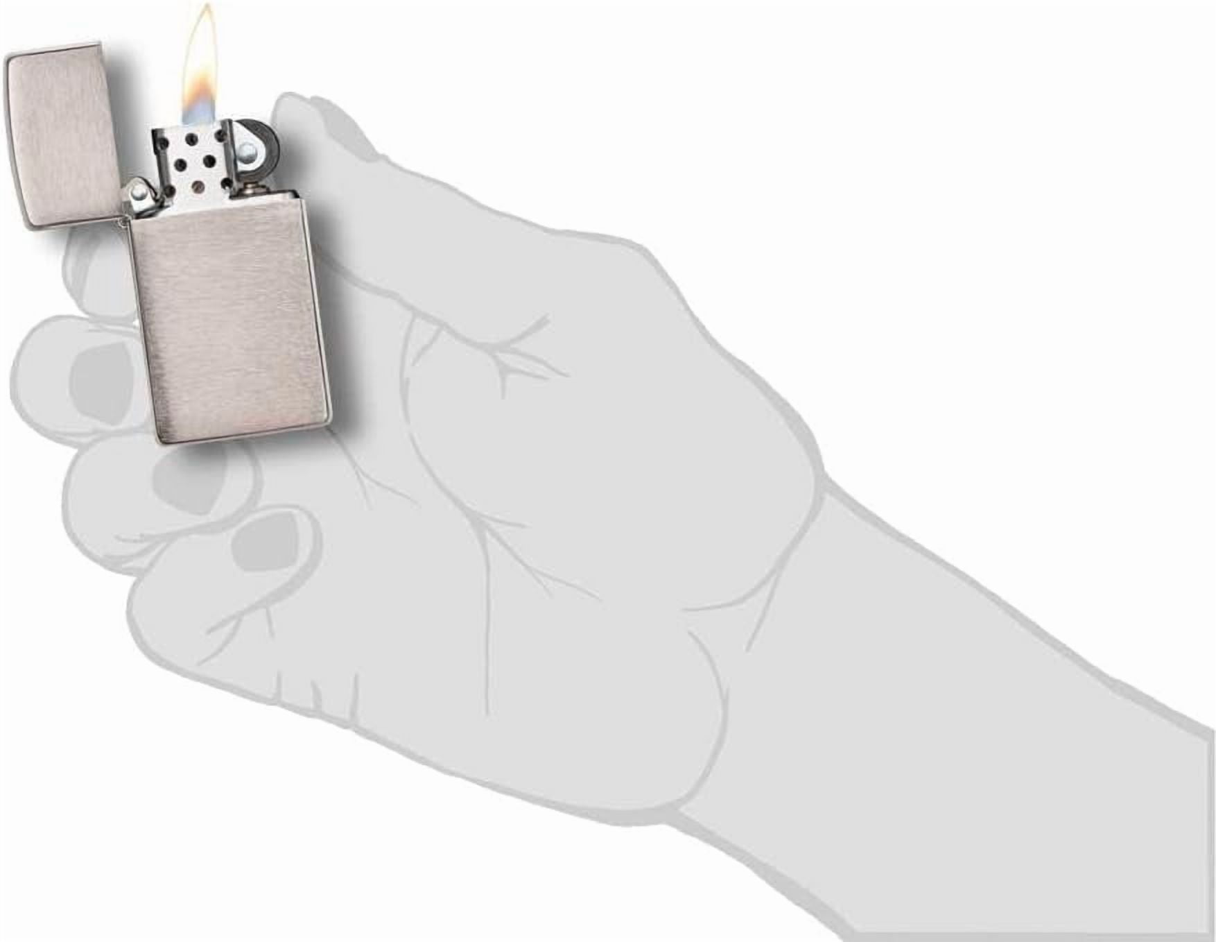 Zippo Lighter - Personalized Customize Message Engrave on Slim Size Windproof Lighter (Brushed Chrome #1600)