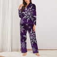 thumbnail image 3 of Kll Snowflake Gradient Purple Print Women'S Long Sleeve Pajamas With Pants Sleepwear Loungewear 2 Set-Small, 3 of 9