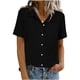 thumbnail image 1 of Mujeres Manga Corta Tops Casual Color Sólido Bolsillo Manga Corta Blusa Botón Arriba Cuello de Giro Casual Blusas de Manga Corta para Mujeres, 1 of 6