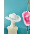 thumbnail image 5 of Women Cowboy Cowgirl Hat Summer Western Style Furry Trim Wide Brim Sun Hat Beach Cap, 5 of 6