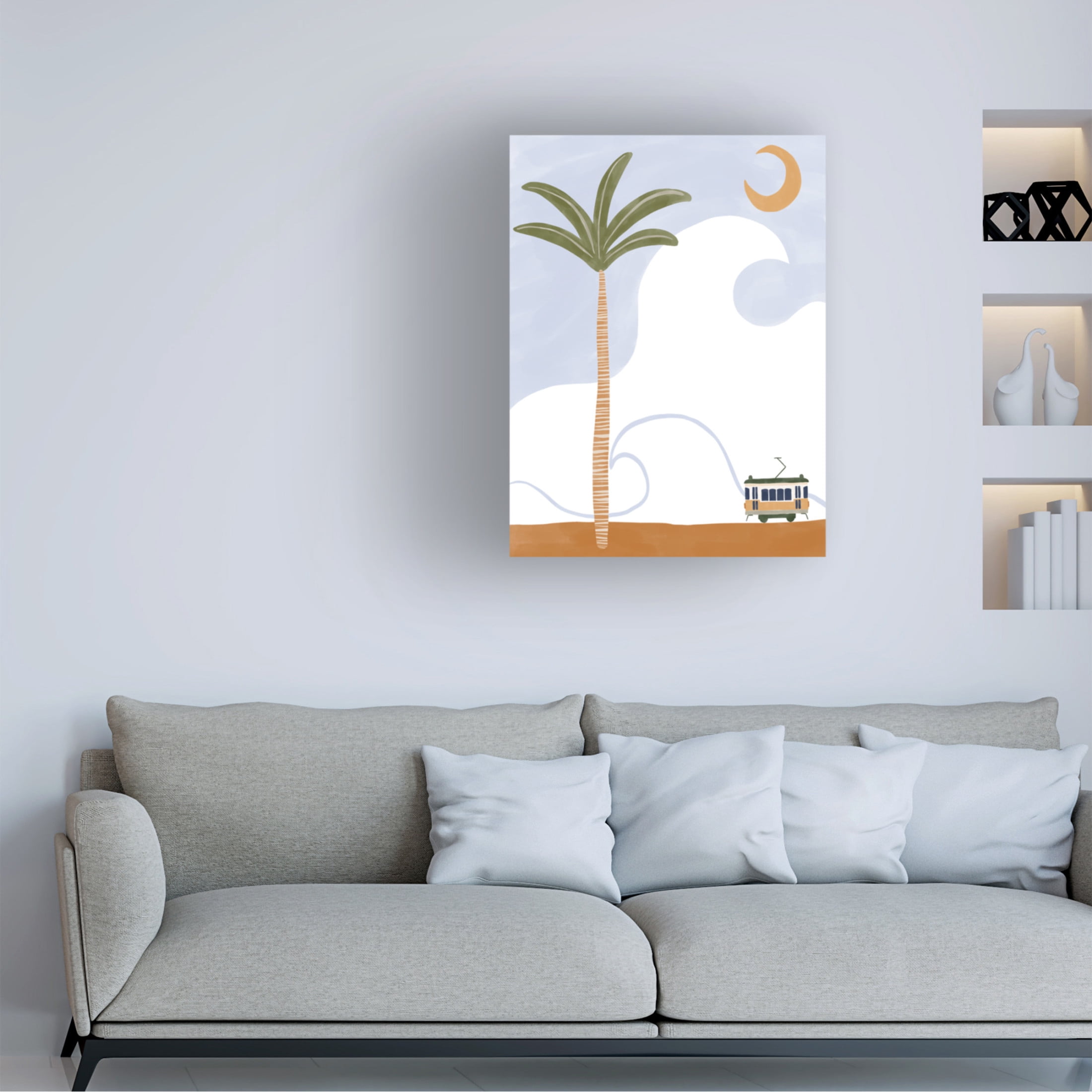 Trademark Fine Art Ivy Green Illustrations Little Tram On Beach Canvas Wall Art