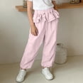 thumbnail image 4 of zbxnLI Girls Casual Pants Elastic Waist Ruffle Wide Leg Pants Fashion Cute Loose Trousers for Kids 2-12 Years, 4 of 8