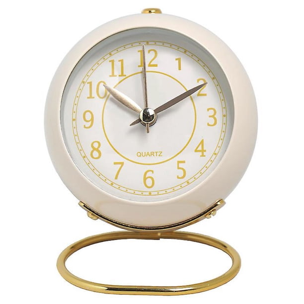 Despertadores analógicos, retroiluminación retro, bonito diseño simple, pequeño reloj de escritorio con luz nocturna, silencioso, sin tictac, funciona con pilas, para niños